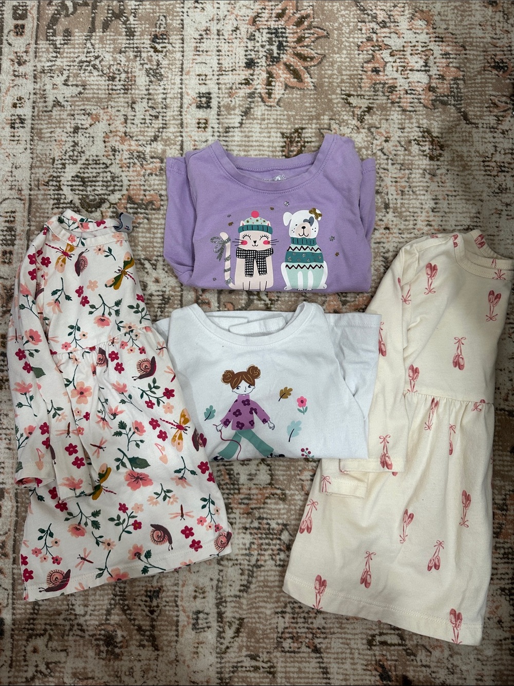 Old Navy Purple Long Sleeve Tee with Winter Animal Graphic